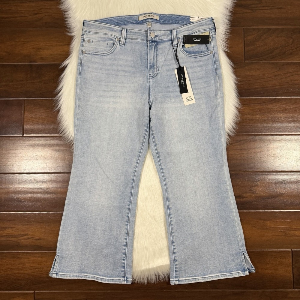 Liverpool Women's Size 14 / 32 Petite Clarkdale Hannah Crop Flare Denim Jeans